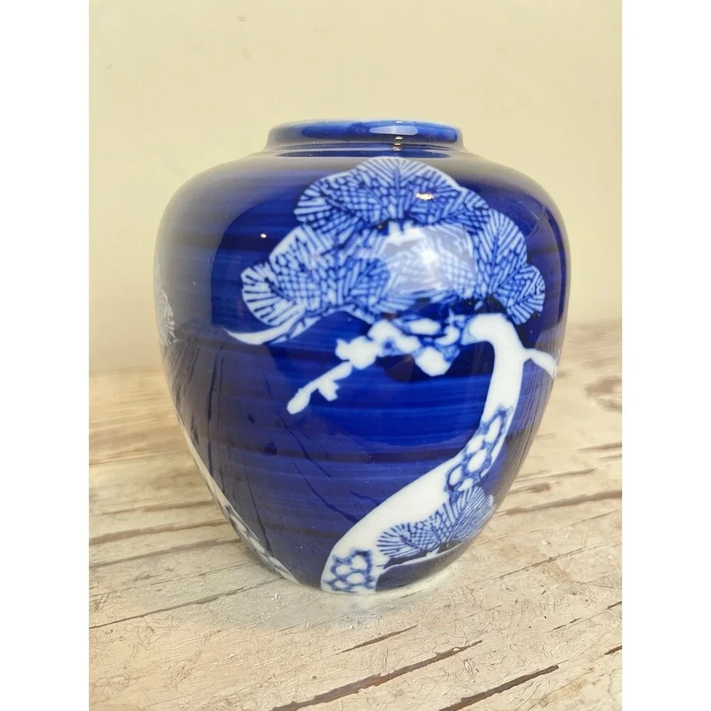 Vintage Takahashi San Francisco Hand-Painted Porcelain Bonsai Tree Vase
